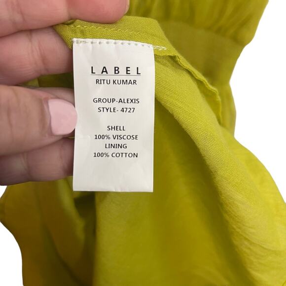 Label Ritu Kumar Yellow Green Cold Shoulder Dress - Picture 8 of 8